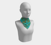 POEFASHION® New King Turquoise Square Scarf - Turquoise Blue to Sand Brown