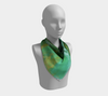 POEFASHION® Emerald Turquoise Square Scarf,  Light and Dark Emerald Greens, Golds and White