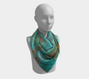 POEFASHION® Desert Blossom Turquoise Square Scarf, Light Blue Green Turquoise, Sand, Copper Color