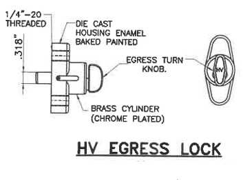 Accordion Shutter HV Egress Turn Lock No Key