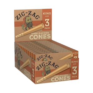 Zig-Zag King Size Pre Rolled Cones - Unbleached 110mm with Tips - 24 Pack (3 Cones per Pack) Zig-Zag King Size Pre Rolled Cones - Unbleached 110mm with Tips - 24 Pack (3 Cones per Pack)
