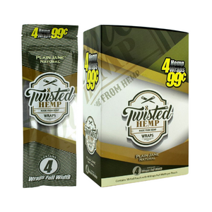 Twisted Hemp Wraps Plain Jane 15 Pouches of 4 Twisted Hemp Wraps Plain Jane 15 Pouches of 4