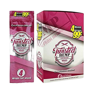 Twisted Hemp Wraps California Dream 15 Pouches of 4 Twisted Hemp Wraps California Dream 15 Pouches of 4