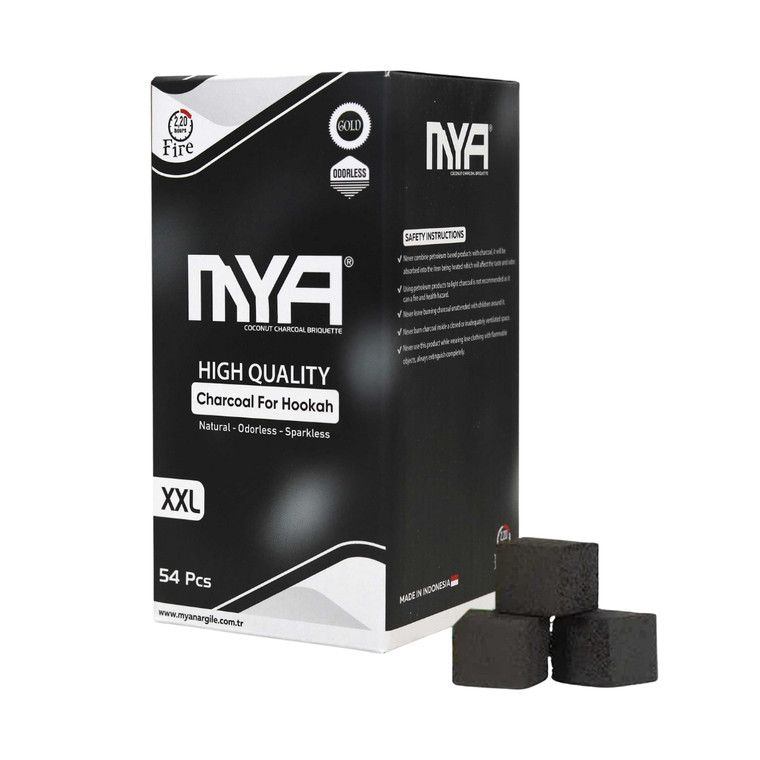 MYA Coco Cube Hookah Charcoal XXL Size 54 Count MYA Coco Cube Hookah Charcoal XXL Size 54 Count