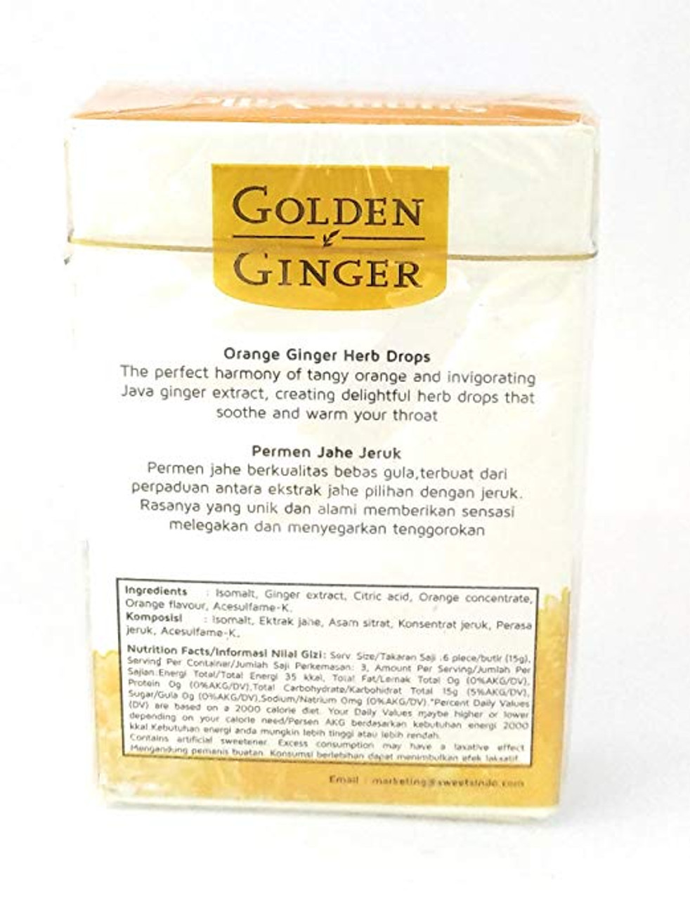 Golden Ginger Herb Drops Orange Gingerine (sugar free), 45 Gram