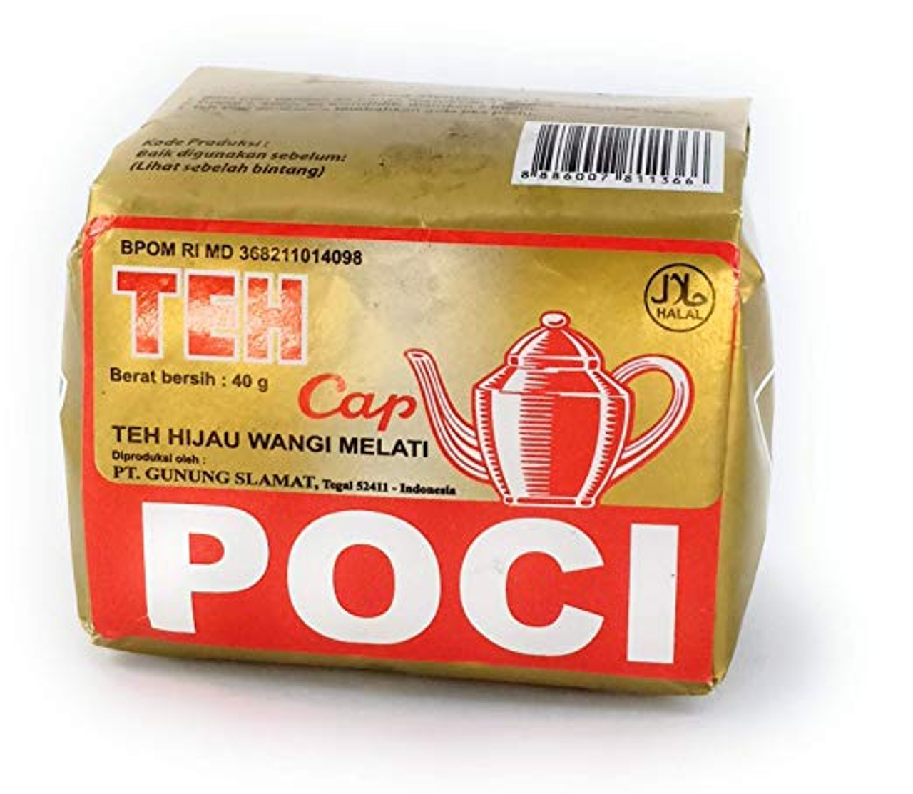 Teh Cap Poci Mas - Poci Gold Green Tea Jasmine Loose, 40 Gram