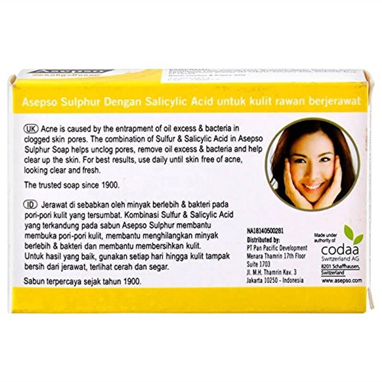 Asepso Sulphur Soap Plus Salicylic Acid for Acne Prone Skin, 80 gram