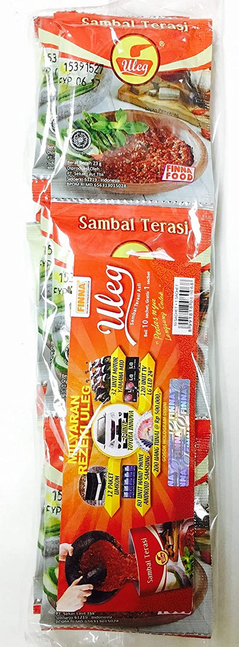 Uleg Sambal Terasi (Chili Shrimp Paste), 18 Gram (10 Sachets)