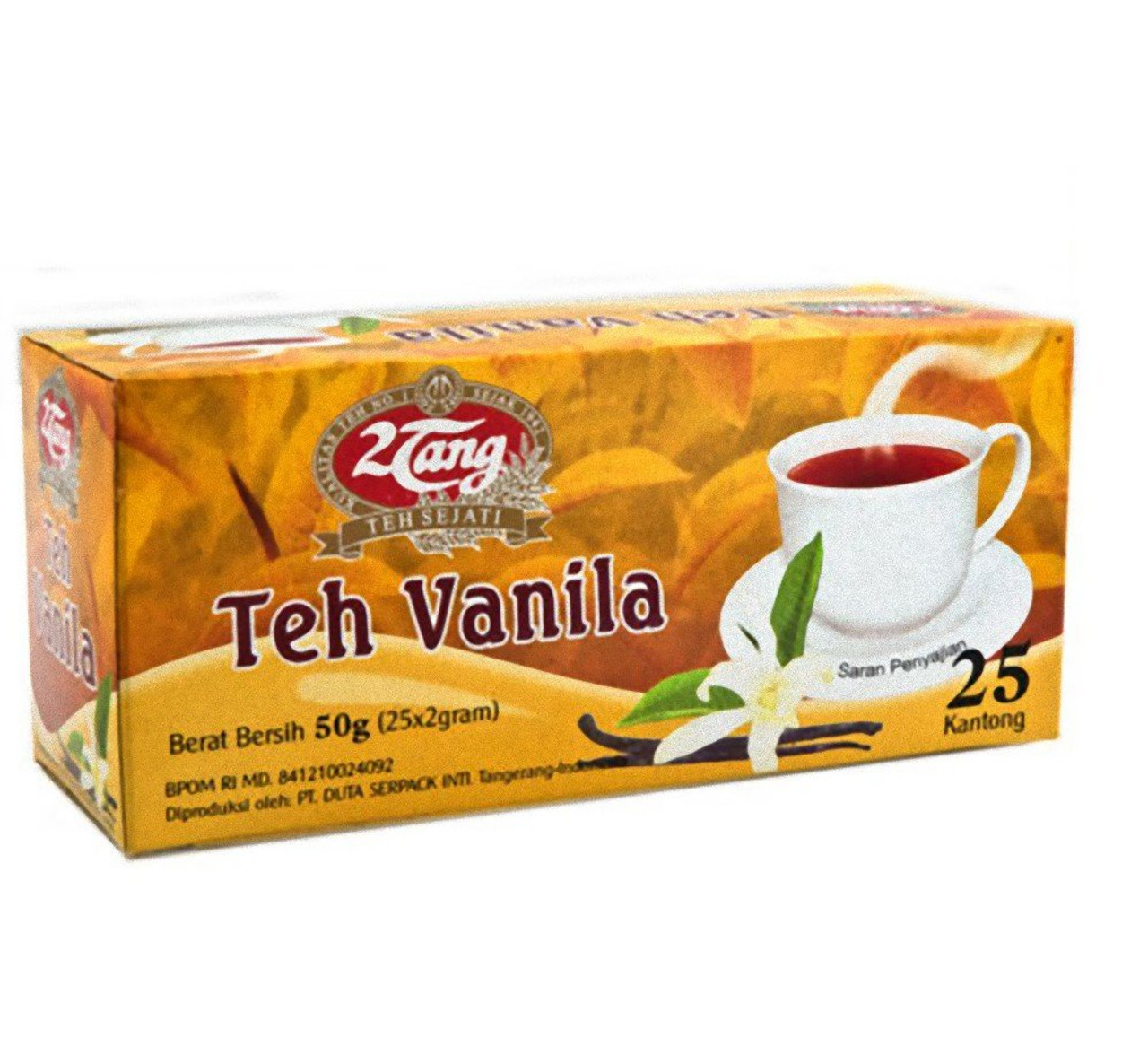 2tang (2 Tang) Teh Vanila - Vanilla Flavor 25-ct Tea Bags, 50 Gram