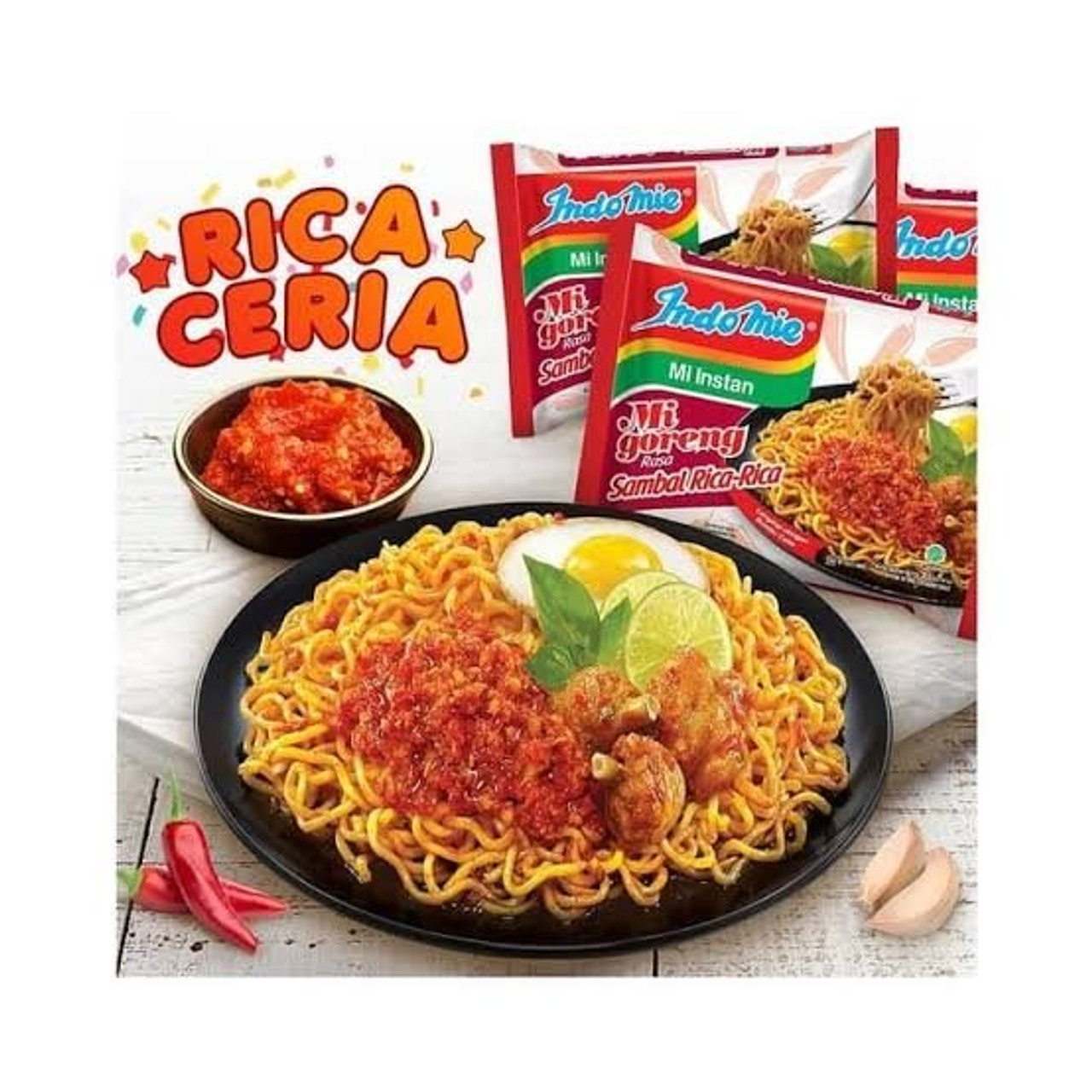 Indomie Instant Noodle Mi Goreng Rasa Sambal Rica-Rica, 85 Gram (1 pcs)