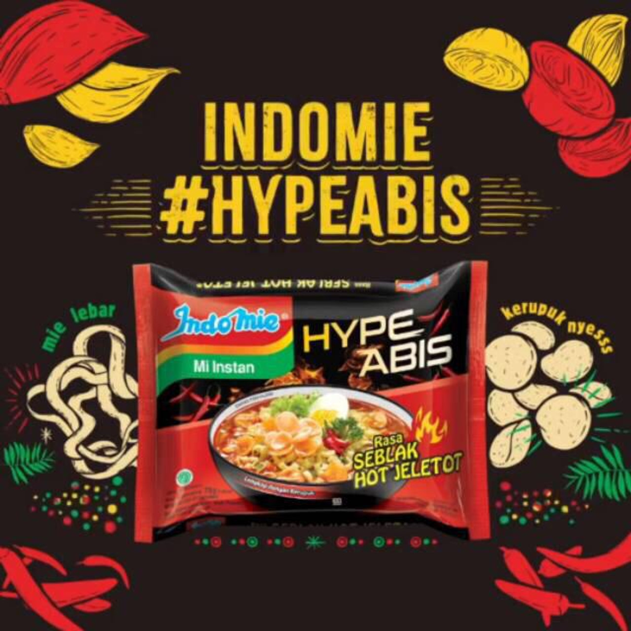 Indomie Instant Noodle Mi Goreng Rasa Seblak Hot Jeletot, 75 Gram (5 pcs)