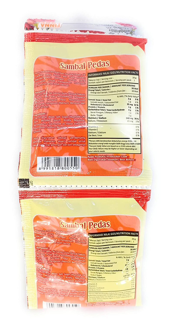Finna Uleg Sambal Pedas Serbaguna (Chili Sauce Paste) 10-ct, 180 Gram