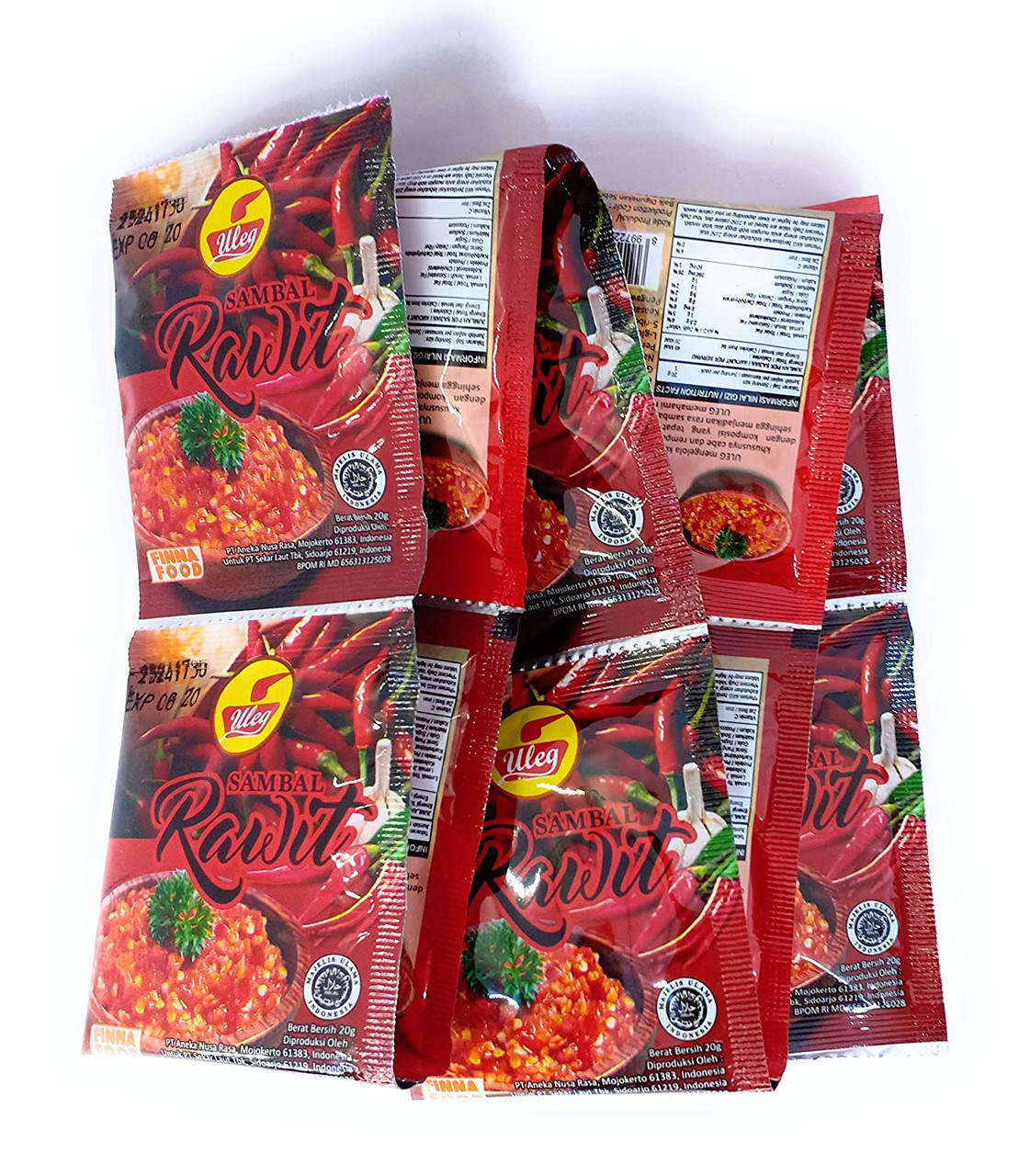 Uleg Sambal Rawit (Cayenne pepper Paste), 18 Gram (10 Sachets)