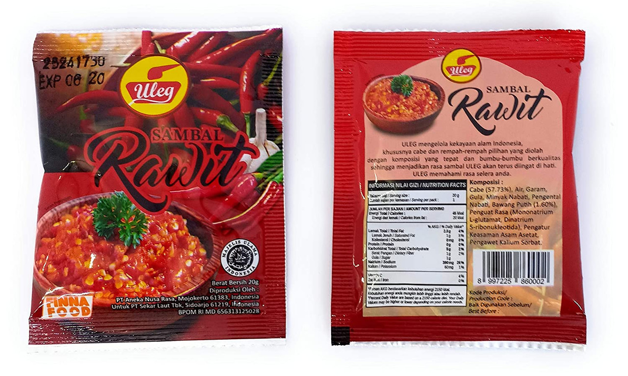 Uleg Sambal Rawit (Cayenne pepper Paste), 180 gram (@18gr x 10