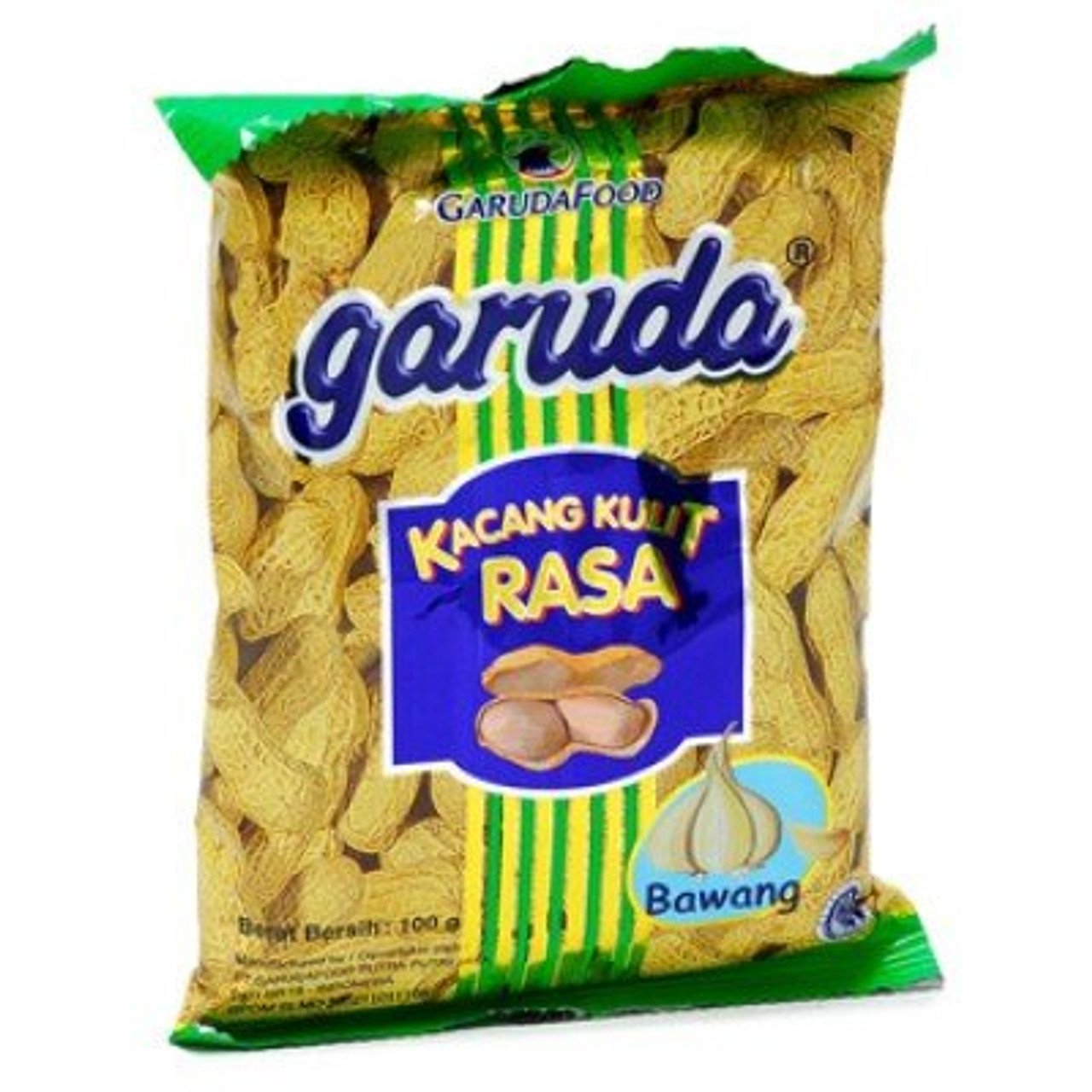 Garuda Food Kacang Kulit Rasa Bawang - Roasted Peanuts Garlic Flavor, 2.66 Oz