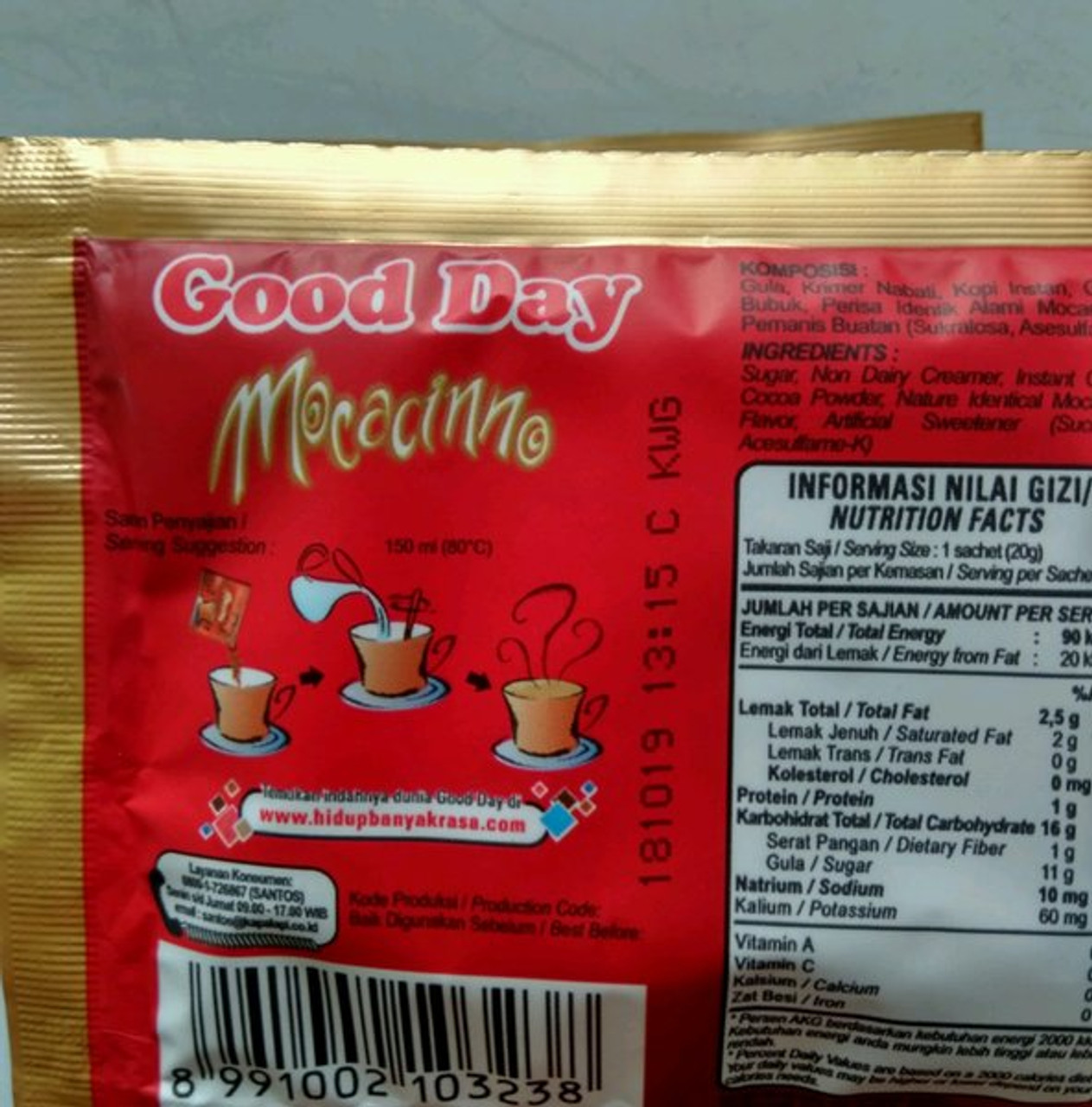 Good Day Moccacino 100 Gram (3.52 Oz) Instant moccacinno Flavor 5-ct @ 20 Gram