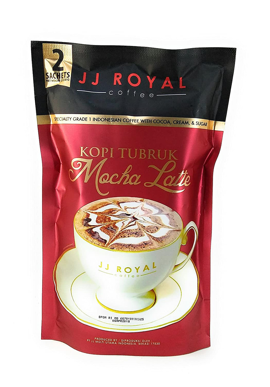 JJ Royal Kopi Tubruk Coffee Mocha Latte, 2 Sachets @ 30 Gram 