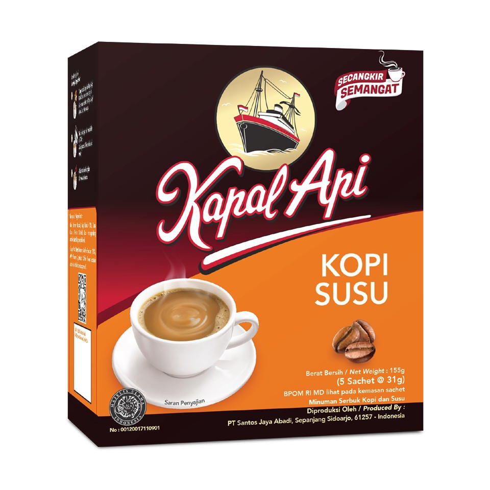 Kapal Api Kopi Susu Instant Coffee, 155 gr - 5.4 oz - Javanese Taste