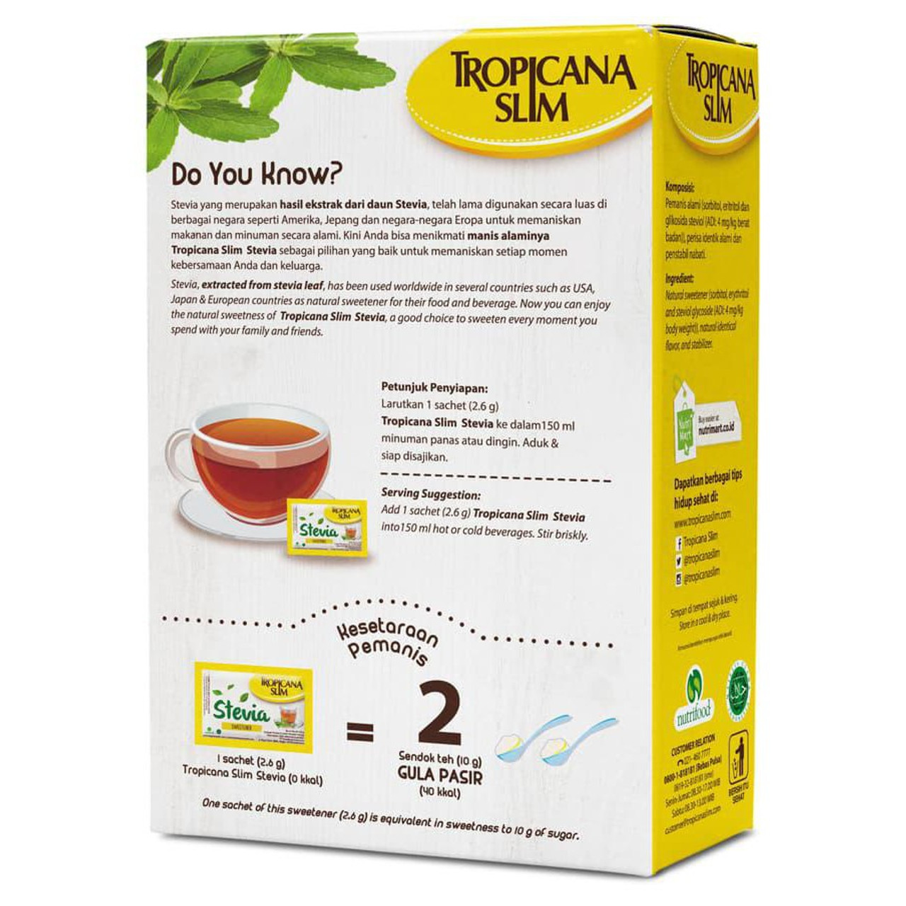 Tropicana Slim Stevia Natural Sweetener 50sachet - 130 gr