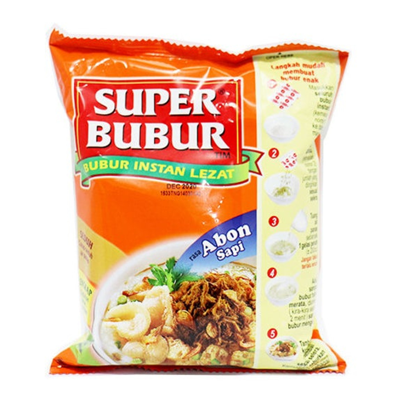 Super Bubur Rasa Abon Sapi (Delicious Instant Porridge Flavored Beef Shredded), 49 gr - 1.72 Oz