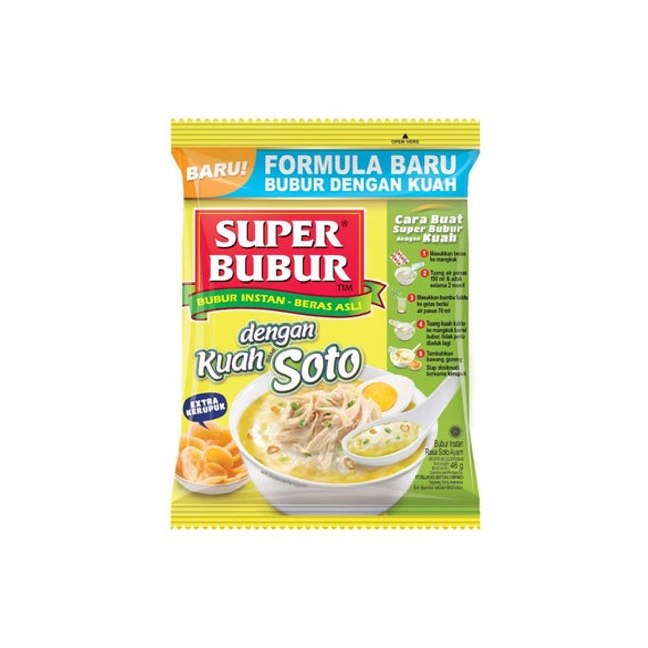 Super Bubur dengan Kuah Soto ( Delicious Instant Porridge with Soto soup ), 46 gr - 1.62 Oz