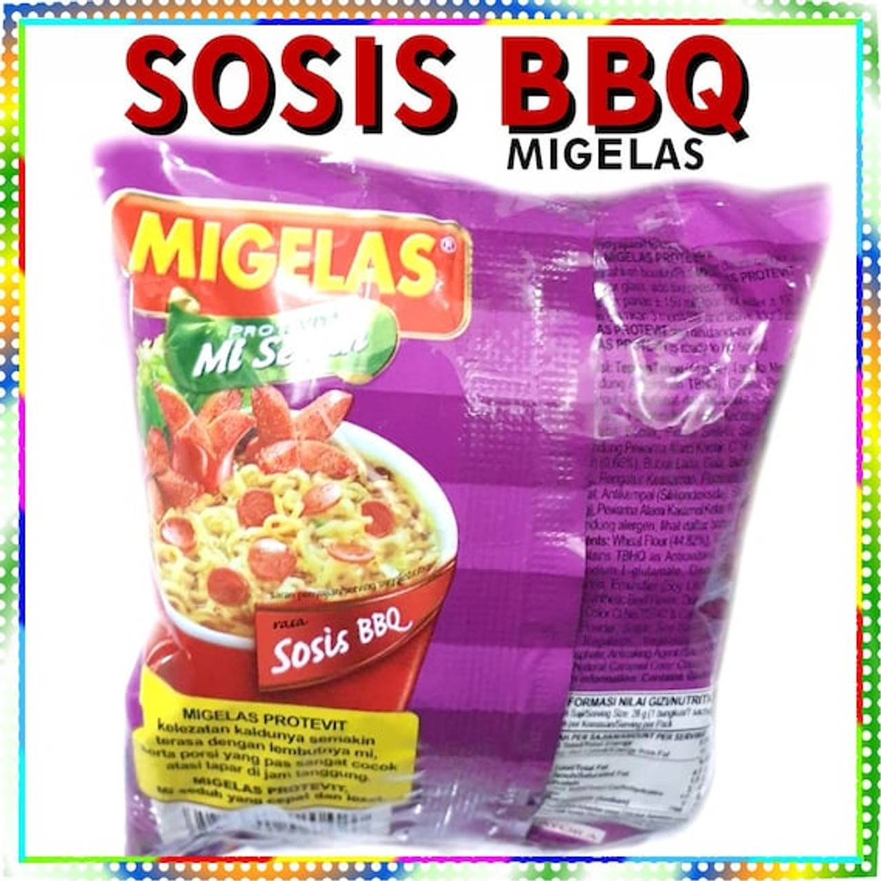 MIGELAS Protevit Mie Instant Rasa Sosis BBQ (BBQ Sausage Flavor) 28 gr