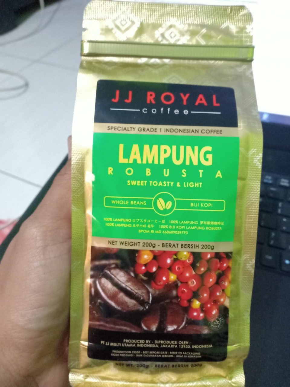 JJ Royal Lampung Robusta (Coffee Bean) - Indonesian Single Origin, 200 Gram