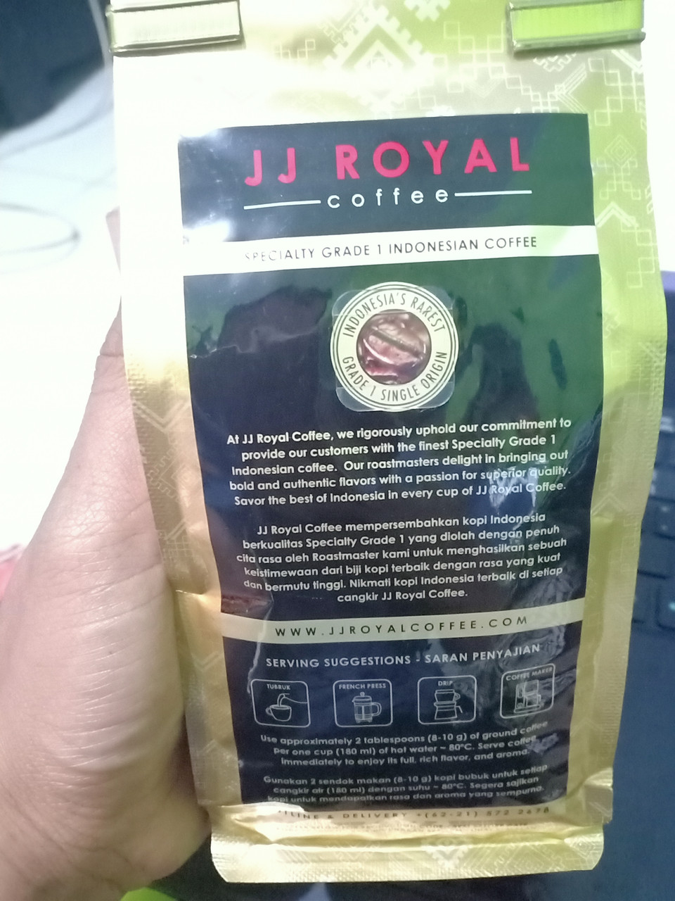 JJ Royal Lampung Robusta (Coffee Bean) - Indonesian Single Origin, 200 Gram