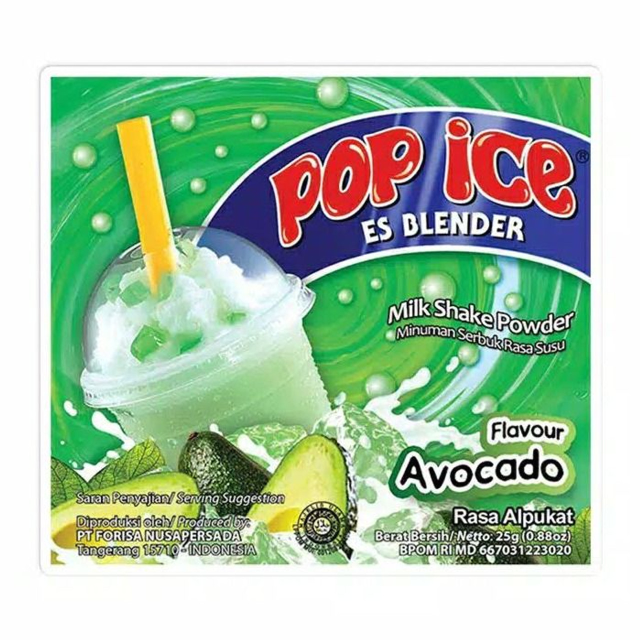 Pop Ice Milk Shake Powder - Avocado Flavor, 25 gram (10 sachet)