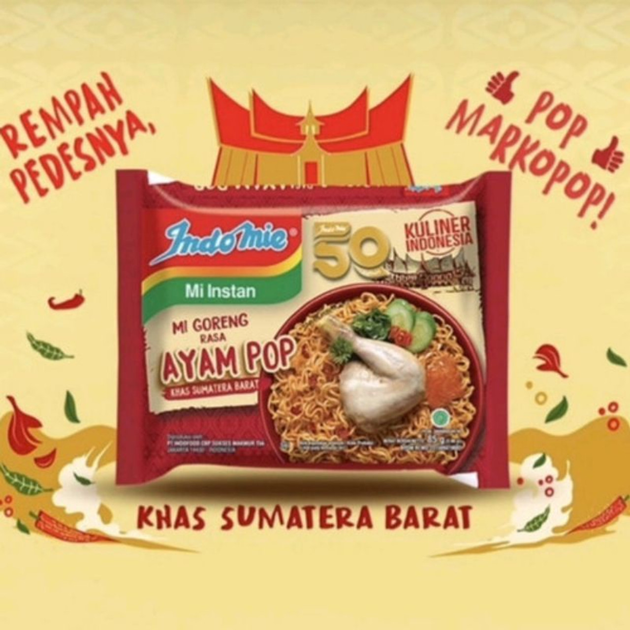 Indomie Mie Goreng Ayam Pop, 85gram