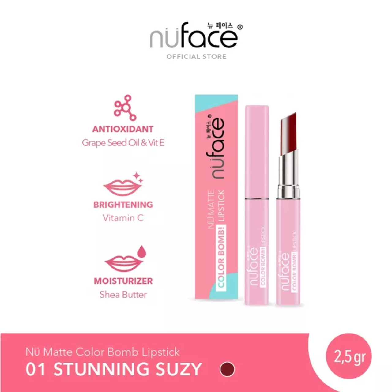 Nuface Nu Matte Color Bomb Lipstick Stunning Suzy, 2.5gr