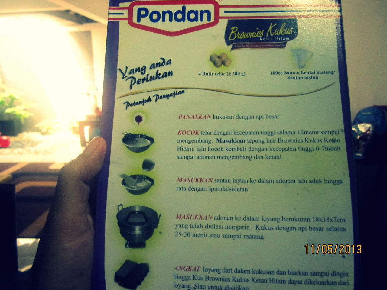 Pondan Brownies Steam Black sticky rice Cake Mix 400gr