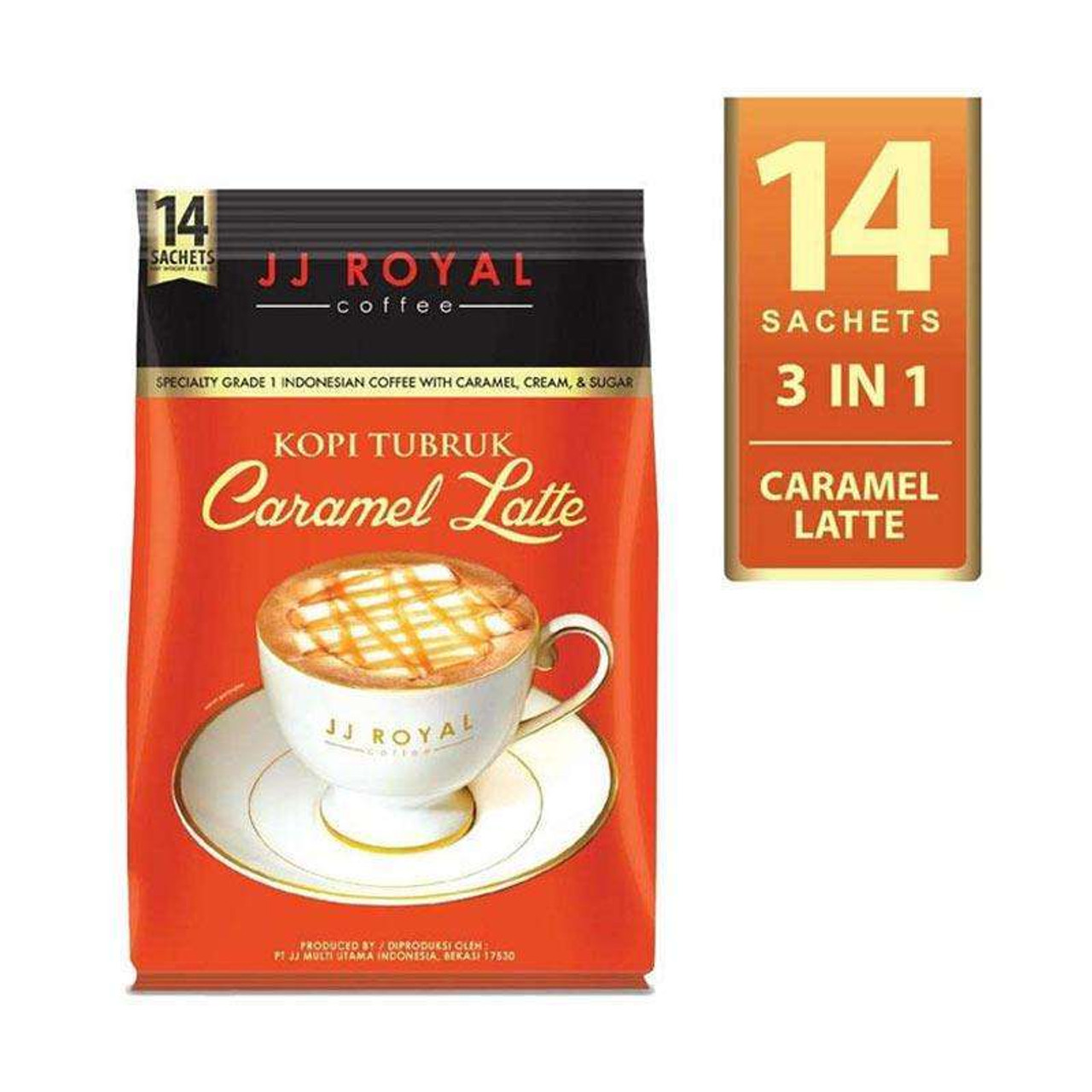 JJ Royal Kopi Tubruk Caramel Latte, 14 sachets @ 30 Gram