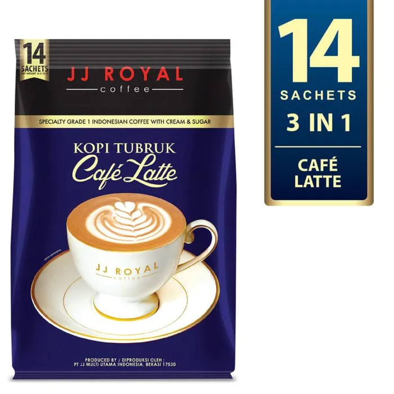 JJ Royal Kopi Tubruk Coffee Cafe' Latte, 14 Sachets @ 30 Gram