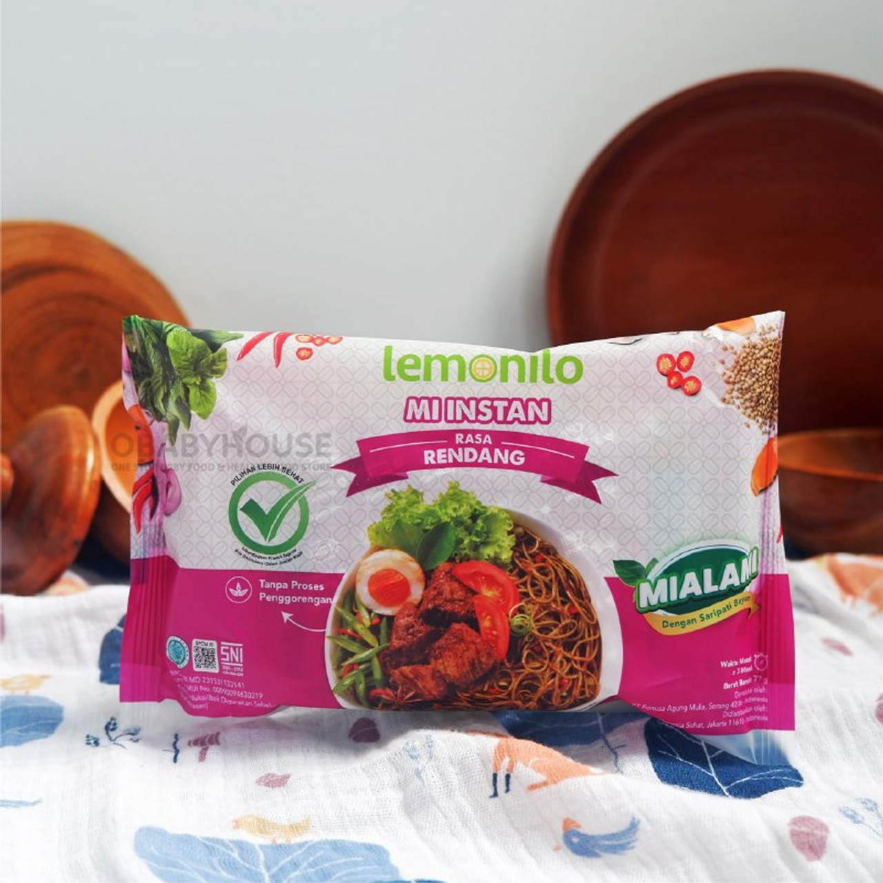 Lemonilo Instant Noodles Rendang Fried Noodles, 77gram