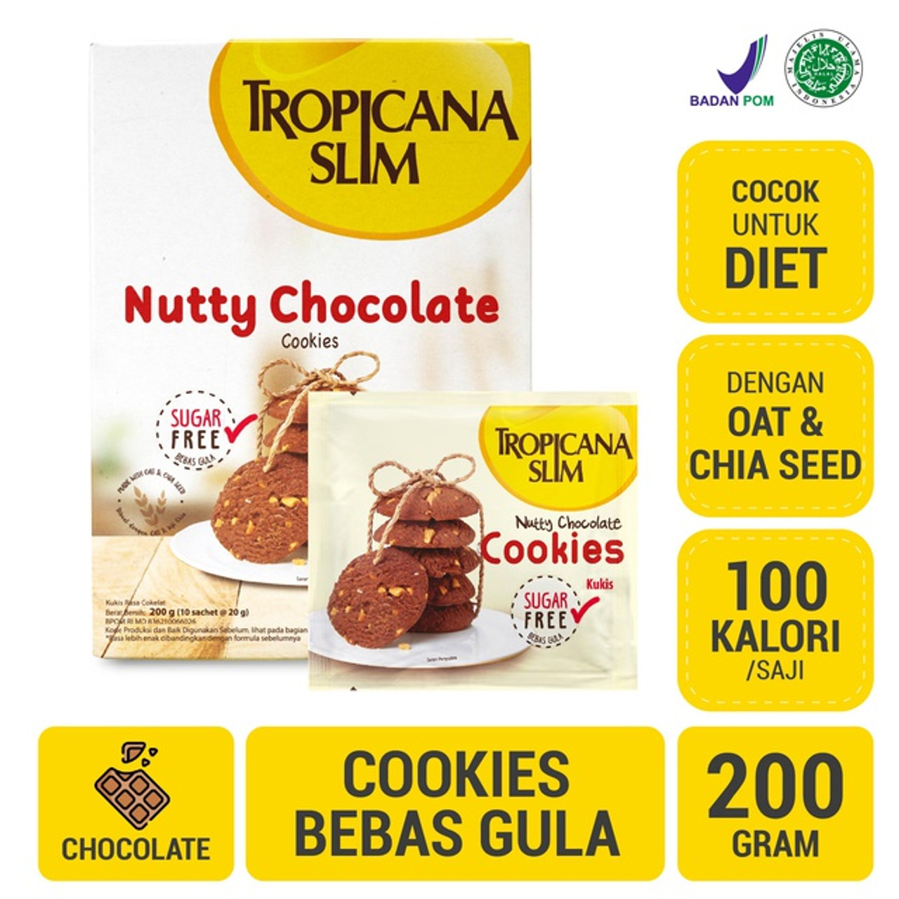 Tropicana Slim Nutty Cookies Chocolate 200gr