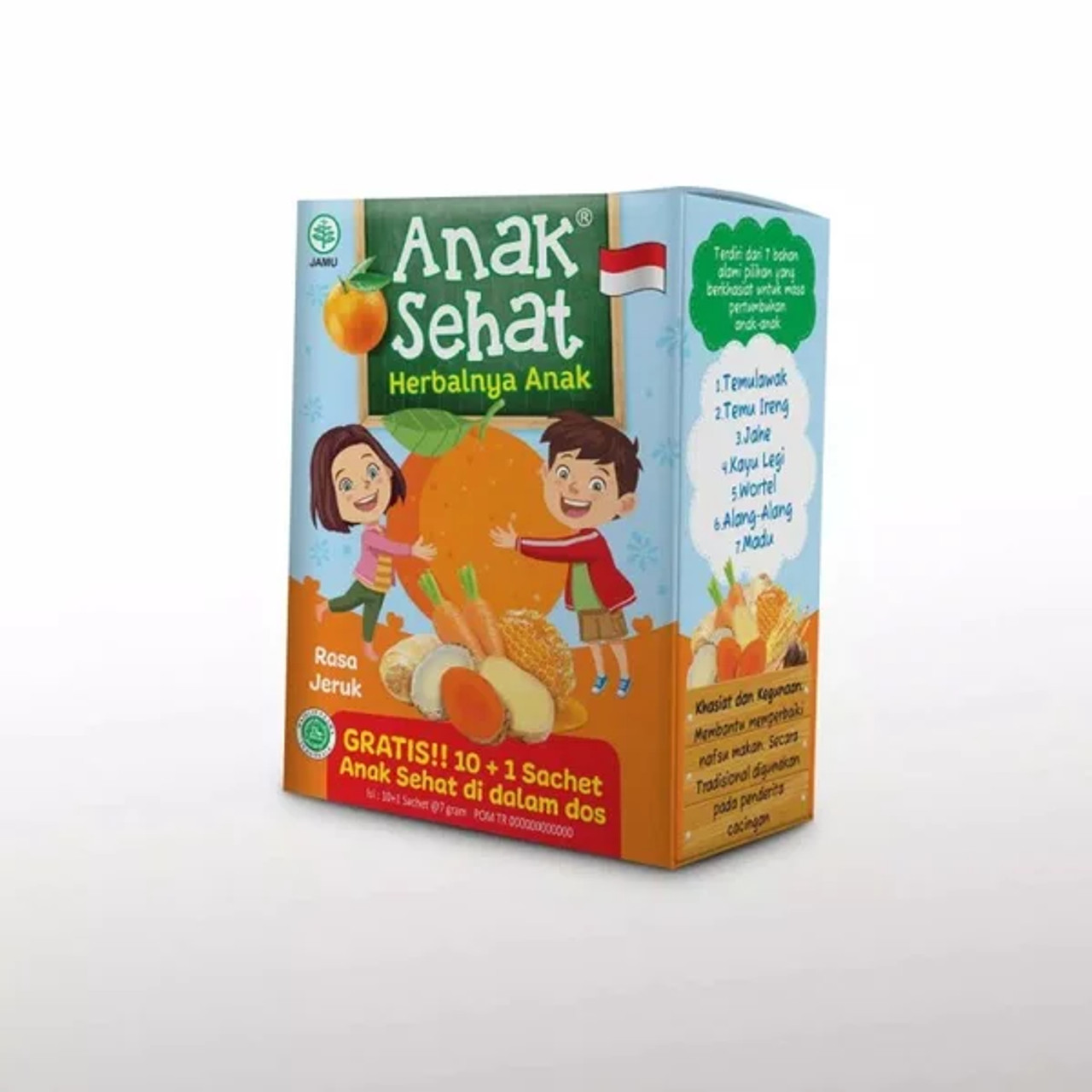 Sido Muncul Jamu Anak Sehat Rasa Jeruk, 70gr (10ct @ 7gr)