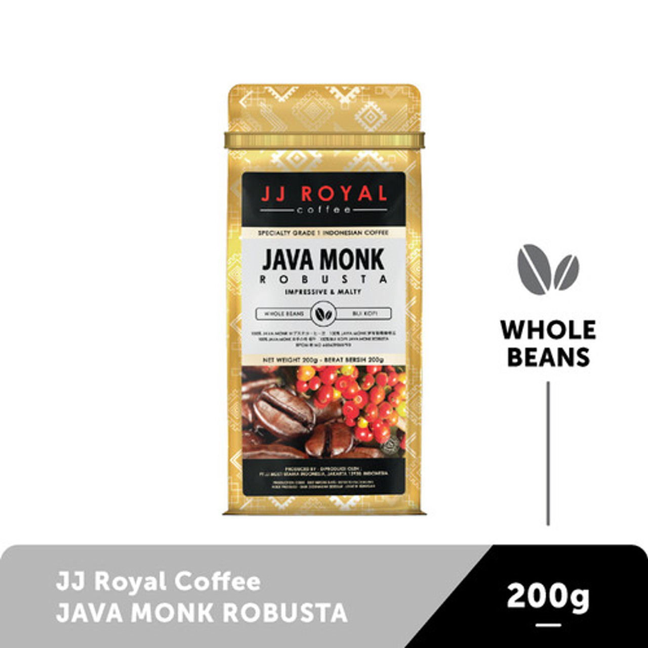 JJ Royal Coffee Java Monk Robusta Bean, 200 gram