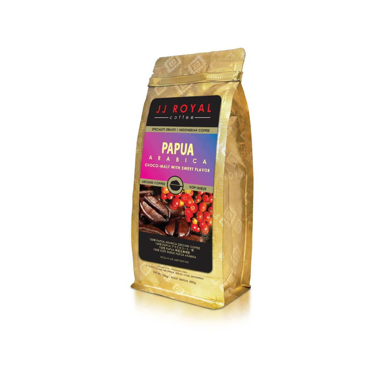 JJ Royal Coffee Papua Arabica Ground, 200 gram