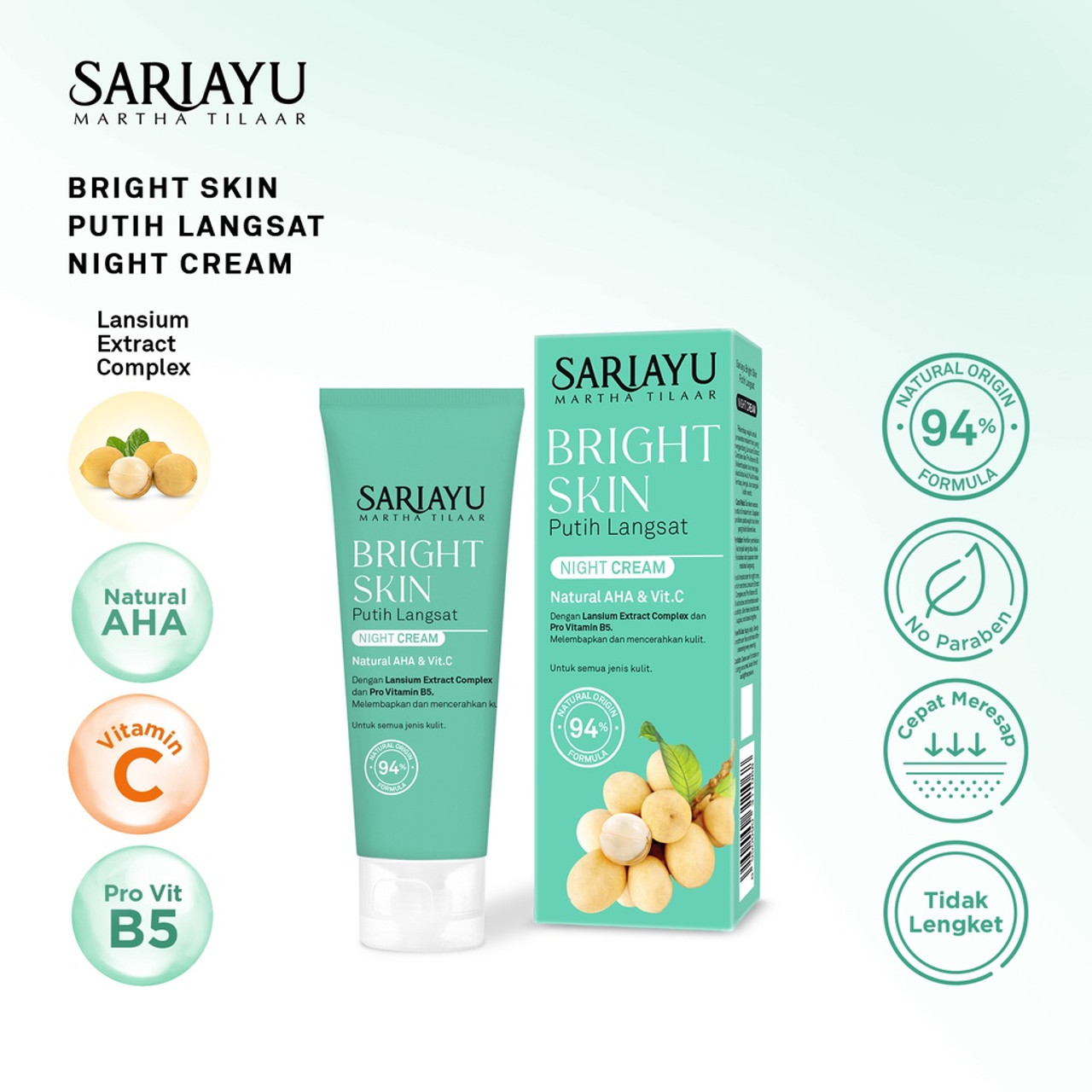 Sariayu Bright Skin Putih Langsat Night Cream 20gr