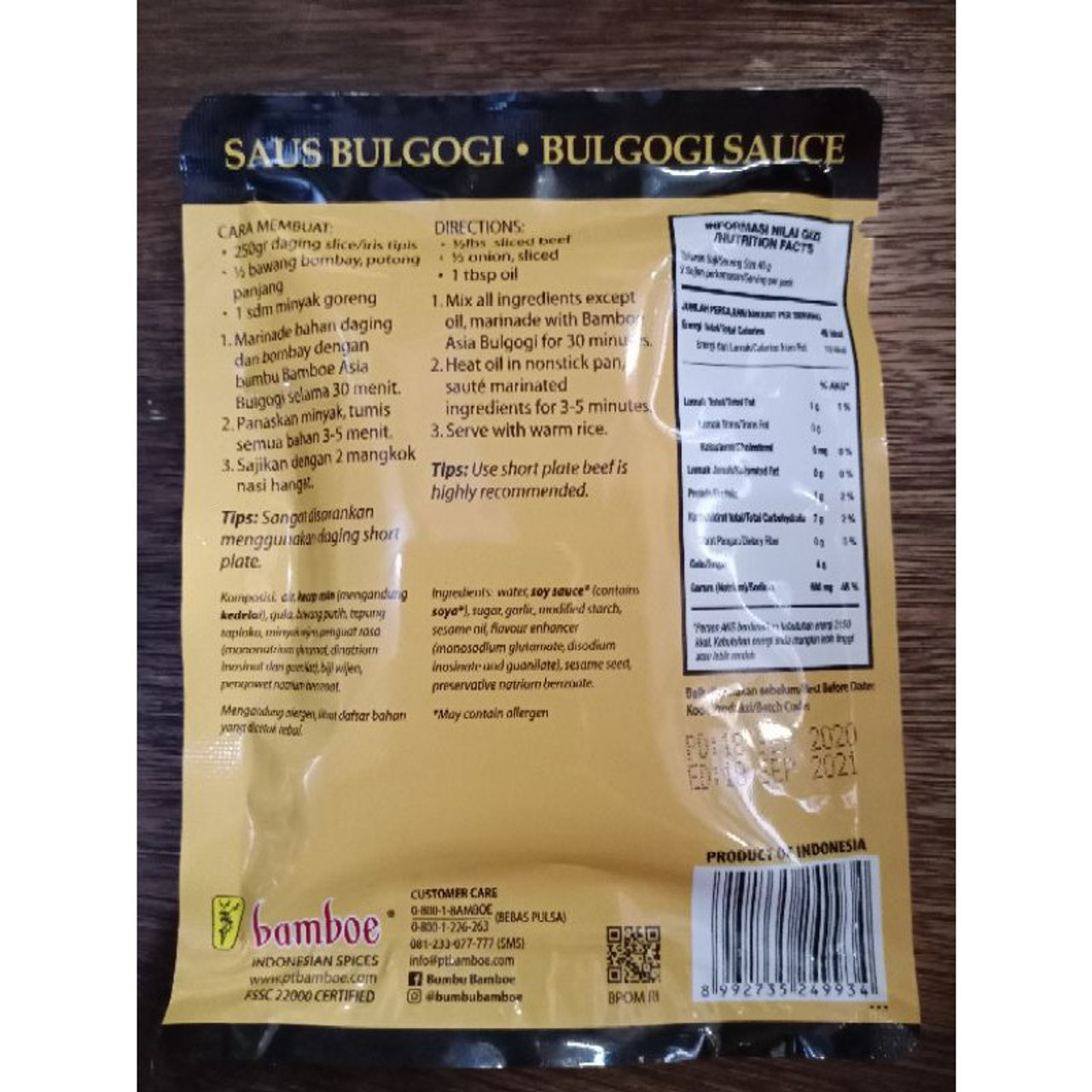 Bamboe Bumbu Saus Bulgogi , 80gr