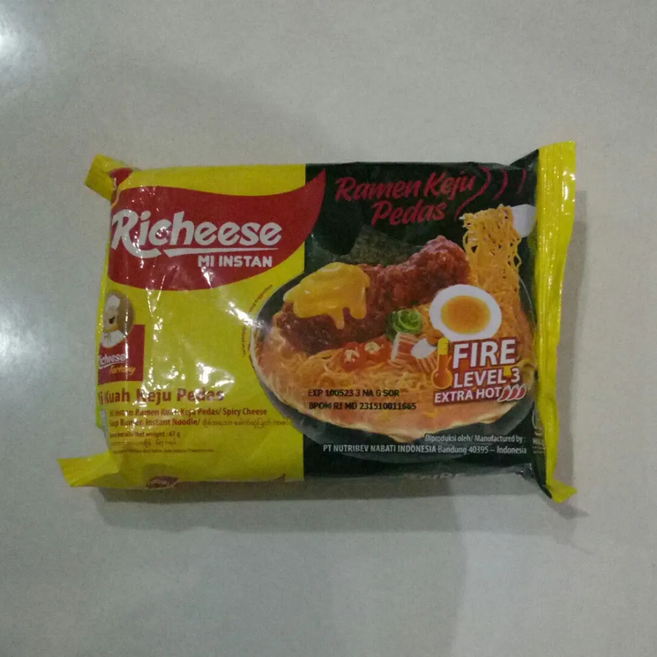 Richeese Mi Instan Kuah Ramen Keju Fire Level 3, 67 g (Pack of 5)
