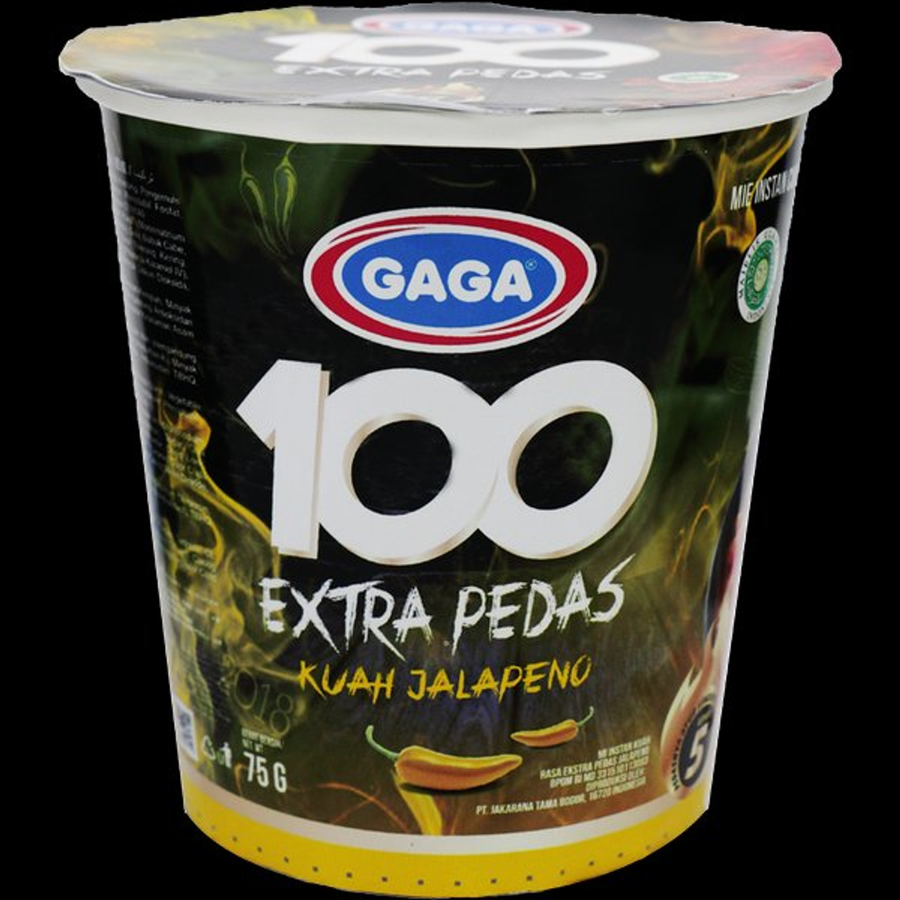 Gaga Instant Noodles 100 Extra Spicy Kuah Jalapeno cup 75G