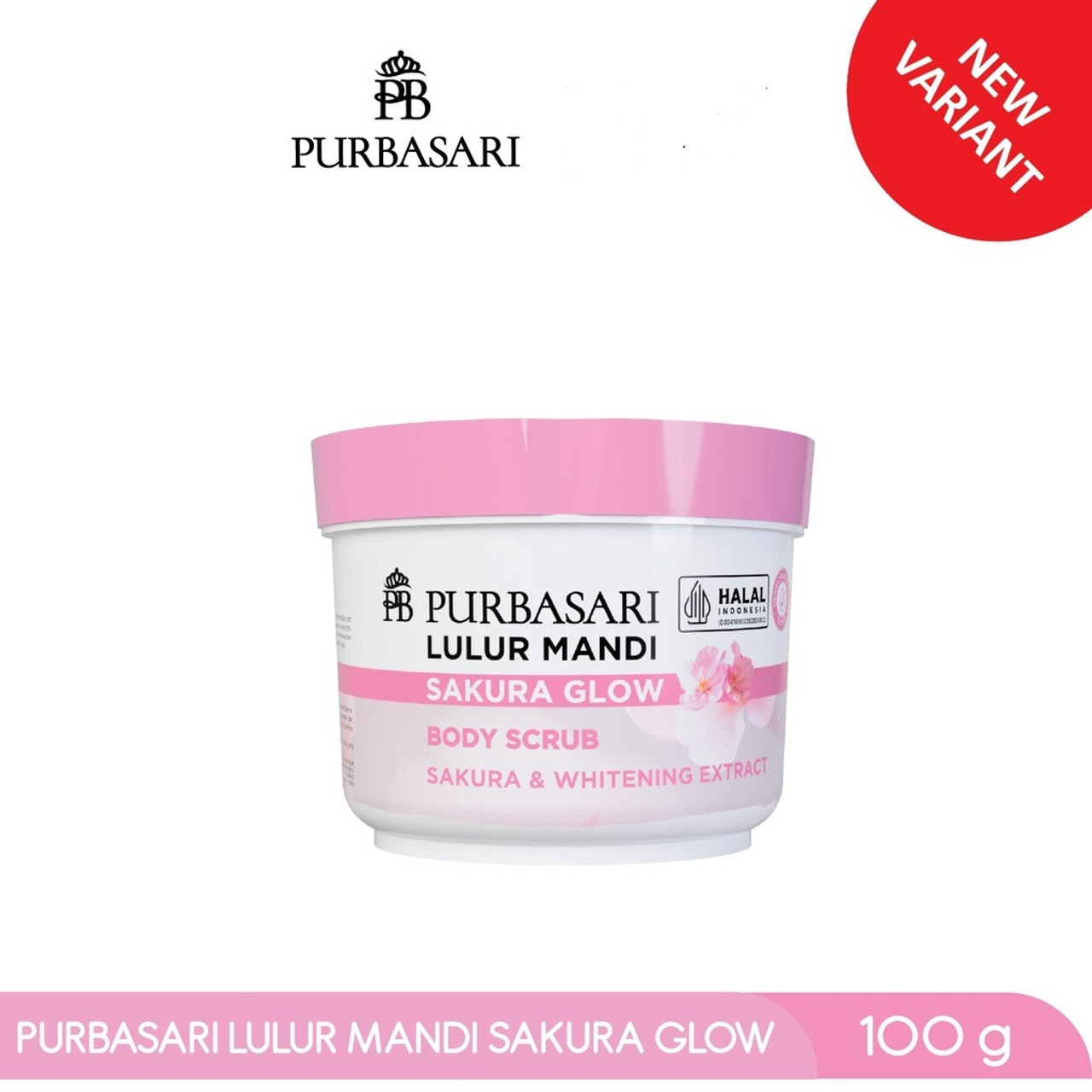 Purbasari Lulur Mandi Sakura Glow - Sakura Glow Bath Scrub, 100 Grams