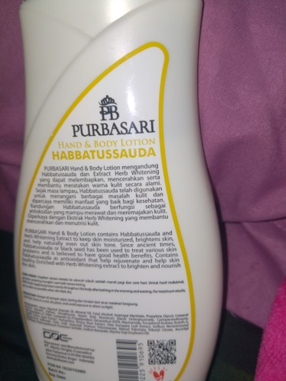 Purbasari Hand & Lotion Habbatussauda, 100 ml