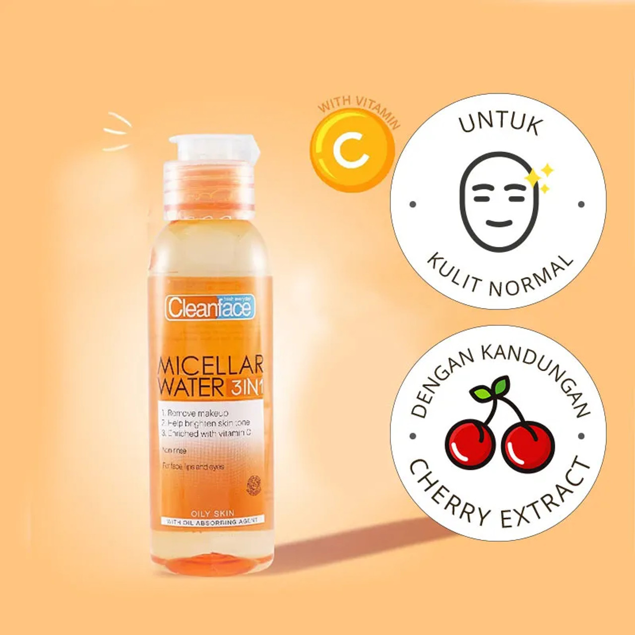 Purbasari Cleanface Micellar Water 3in1 For Oily Skin, 100 ml