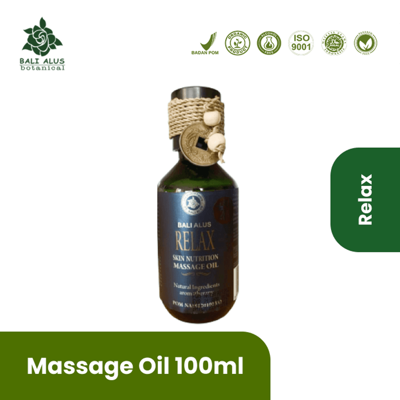 Bali Alus Massage Oil Skin Nutrition Relax (Green Tea), 100 ml