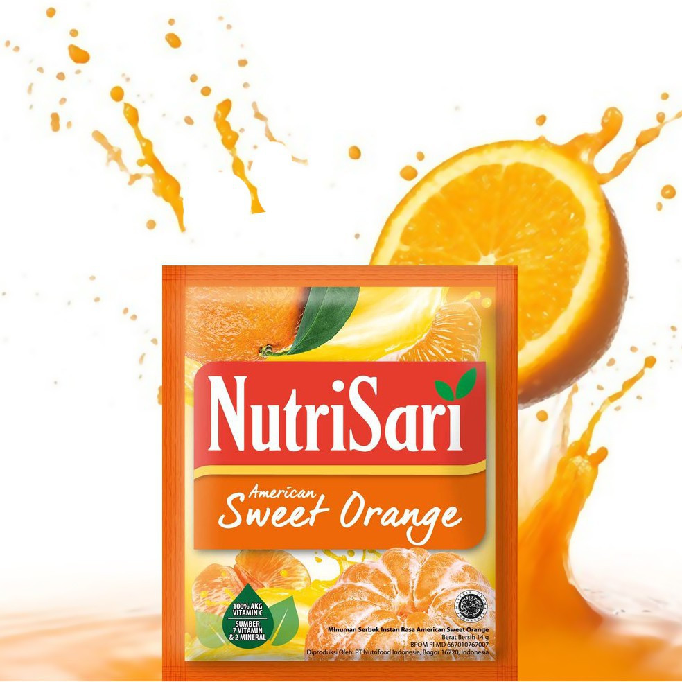 NutriSari Instant Drink American Sweet Orange Flavour @14gr (Pack