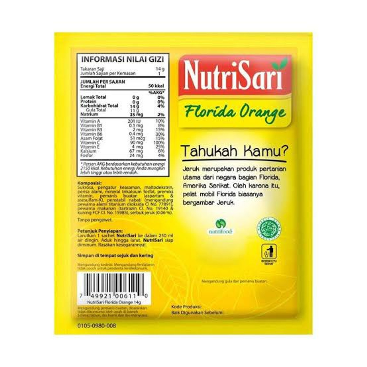 NutriSari Florida Orange, 10 Sachets