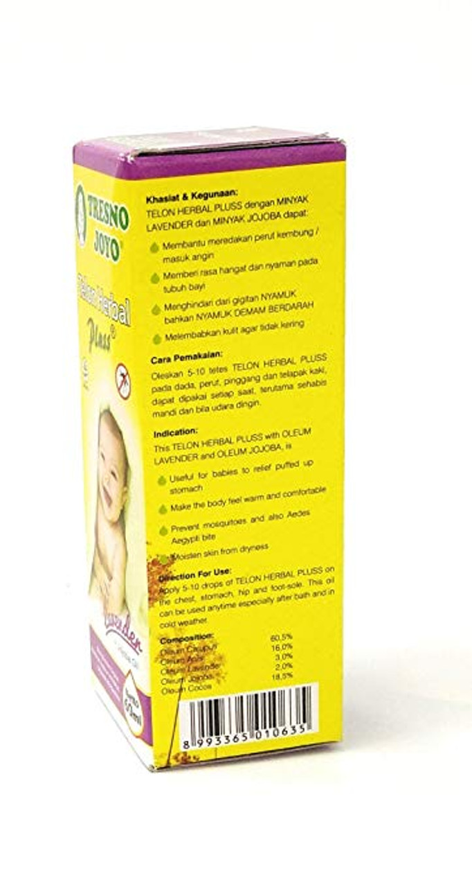 Tresno Joyo Minyak Telon Oil Herbal plus - Lavender, 60 Ml (2 Fl Oz)